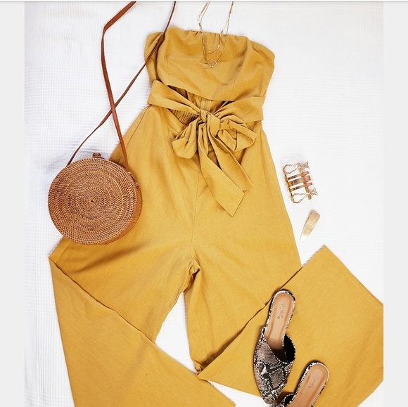 🚨END OF SUMMER SALE// Mustard yellow jumpsuit - Picture 6 of 8
